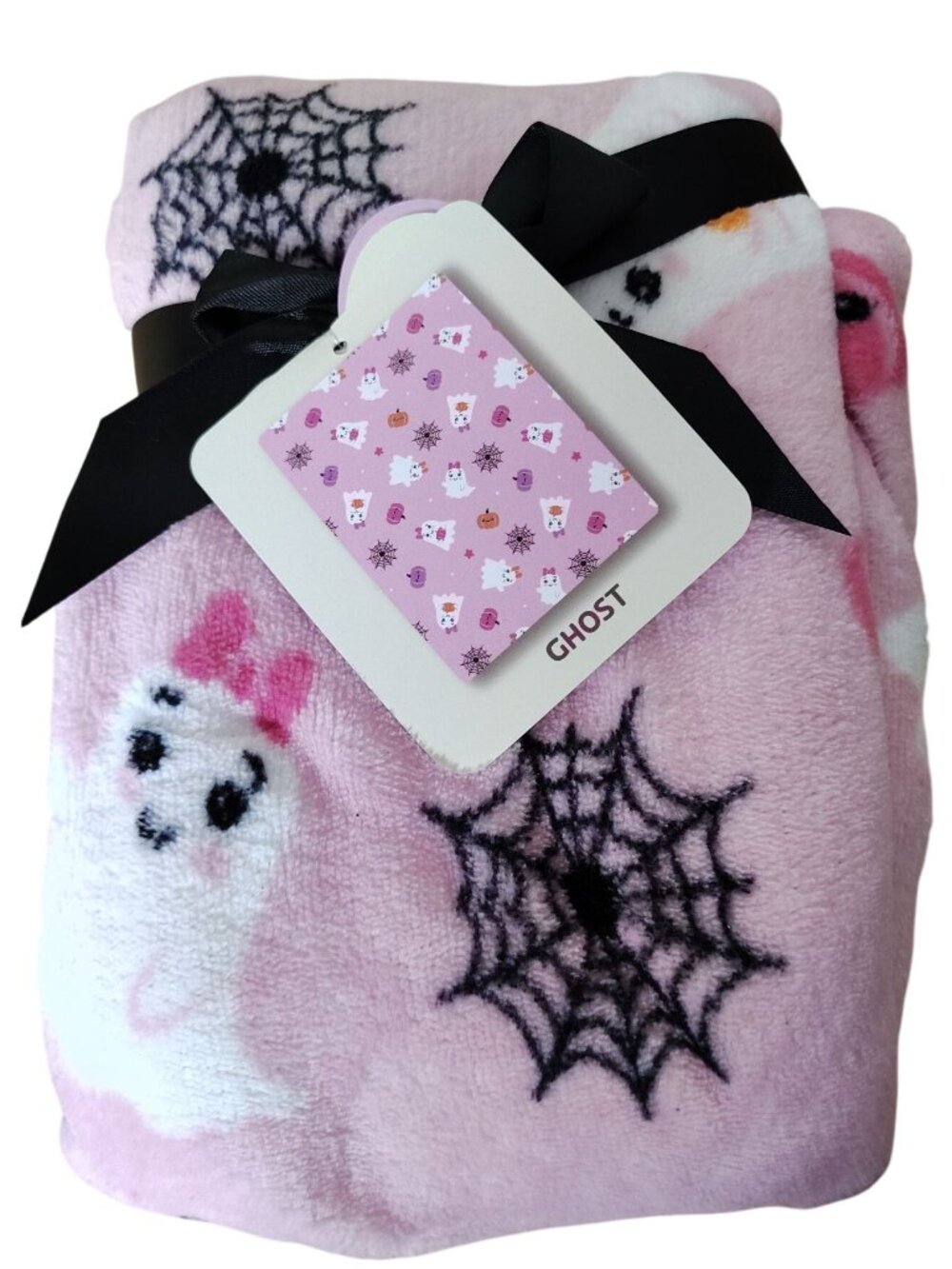 Parents Choice Pink Ghost Plush Baby Blanket 30x36 Halloween Spooky New